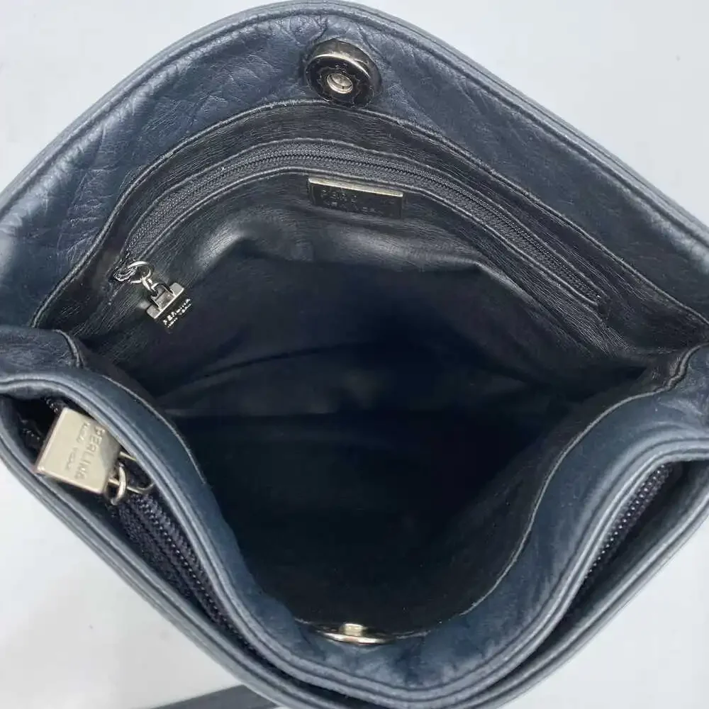 Perlina Black Leather Shoulder Bag | Women’s OS Portable Classic Style